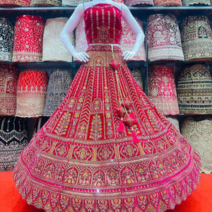 "Grand Winter Bridal Lehenga Choli: <b>Mirror</b> & Jarkan Embellishments with Heavy Flair, Long Blouse & Dupatta for Weddings" - Product Image 1