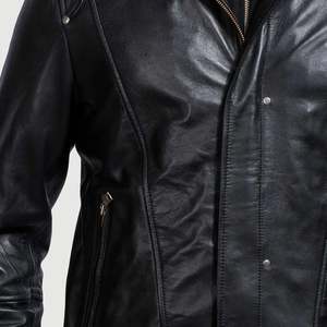 Highschool Black Reversible Cowhide Leather <b>Jacket</b> for <b>Men</b> Women XS Size Zippered Water Proof Padded Pattern Decorated ODM - Product Image 6