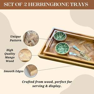 Plateau de service en bois rectangulaire, plateau de petit-déjeuner en bois, plus durable, organisateur de cuisine et de service, ensemble cadeau disponible - Product Image 3