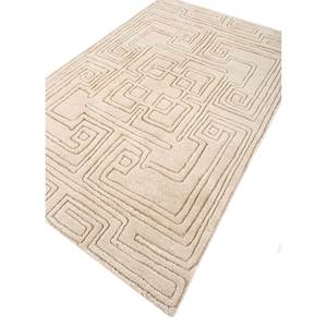 พรมขนสัตว์ถักมือ Zuri Ivory รุ่น RA-1142 ลายเรขาคณิตนามธรรม สำหรับบ้าน ห้องนั่งเล่น ห้องนอน วัยรุ่น ทำมือ ทรงสี่เหลี่ยมผืนผ้า แบบทับริซ - Product Image 2