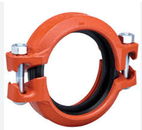 Accouplement rigide rainuré en fonte ductile, revêtement époxy rouge pour systèmes de lutte contre l'incendie et de conduites d'eau ANSI/AWWA