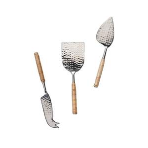 ชุดมีดหั่นชีส3ชิ้นอุปกรณ์ในครัวด้ามหวายและมีดหั่นชีสทำจากสเตนเลสสตีล - Product Image 6