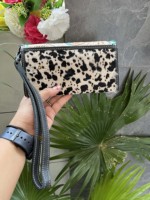 Pochette pour femme en cuir véritable, motif tournesol turquoise sculpté à la main, accessoire de mode multi-usage