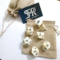 Ensemble de dés polyédriques en os de buffle, sculptés à la main, artisanat naturel, dés de jeu de rôle pour DND, aventures de table de jeu fantastiques