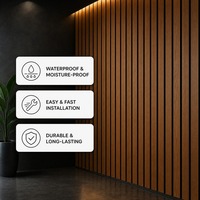 Panneau mural WPC moderne imperméable à l'eau, revêtement imitation bois pour design d'éclairage encastré LED |   Installation rapide pour le commerce de meubles de salon