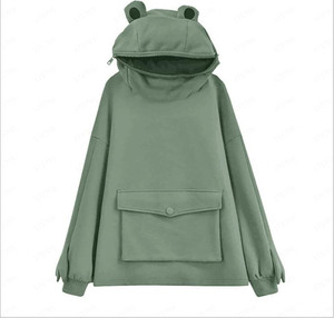 Sweat à capuche à motif Karl Frog pour femmes de grande taille OEMODM pull vert à fermeture éclair pour sweats à capuche d'été - Product Image 1
