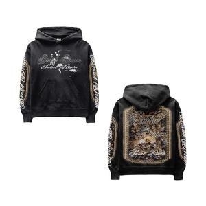 Sudadera con capucha deportiva de algodón personalizada para hombre, de gran tamaño, ajustada, diseño Unisex, DTG impreso, Color negro, informal, Vintage, con parte delantera de invierno - Product Image 4