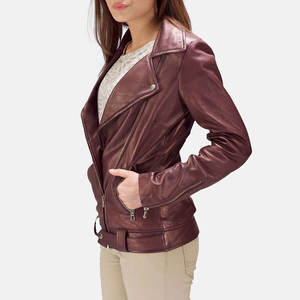 Chaqueta de Invierno de Cuero Genuino para Mujer de la Mejor Calidad, Diseño Profesional, Cuello Alto Informal, Manga Larga, Tejida y Transpirable - Product Image 2