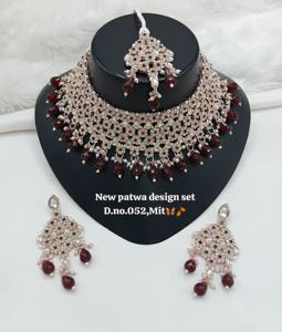 Rose Gold Plated Ethnic Cubic Zircon Crystal Dangle Drop Choker Wedding Party Necklace and Earring Set for Women - Product Image 2