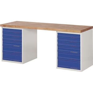 <b>Tool</b> <b>Cabinet</b> Workbench 650W 2000x700x840mm Beech Light Grey/Blue - Product Image 1