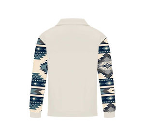 Sweat-shirt à col montant zippé oversize en coton mélangé pour homme avec logo personnalisé, uni et sans motif - Product Image 2