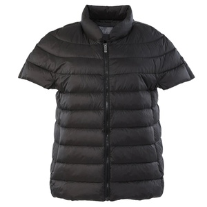 Veste en satin matelassée tendance pour femme, coupe ajustée, manches courtes, manteau d'hiver, fermeture éclair, broderie tissée, respirante - Product Image 2