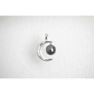 Tahitian Black Pearl Pendant with Crescent <b>Moon</b> and Stars <b>Charm</b> - Product Image 4