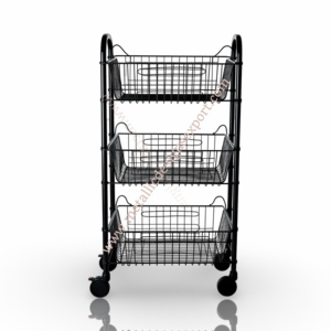 Carro de cesta de alambre de metal de 3 niveles con asas altas y ruedas, organizador de almacenamiento de especias de vidrio para cocina, lavandería u oficina - Product Image 6