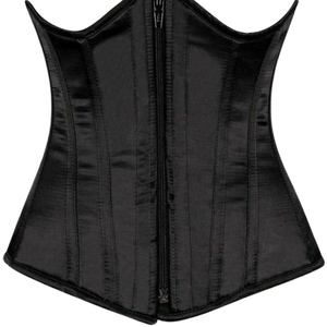Black Satin <b>Underbust</b> Steel Boned <b>Corset</b> Women Waist Training Shaper Lingerie with Lace Up Back - Product Image 3