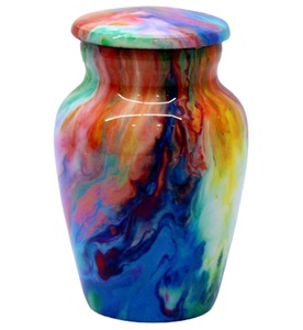 Hand-Painted Multicolored Aluminum American Style Urn Cremation Urn Human <b>Ash</b> Holder Memorial <b>Keepsake</b> - Product Image 4