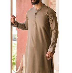 Fabriqué en usine dernière conception été point hommes Shalwar Kameez costume ensemble respirant coton tenue décontracté pas cher prix de gros OEM ODM - Product Image 1