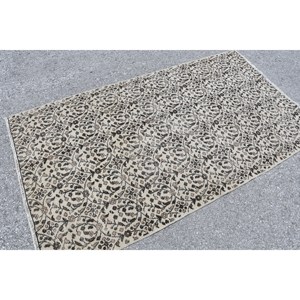 Tapis traditionnel en laine noire beige 3.7 X 6.7ft fait à la main Vintage turc Rectangle Patchwork Design pour adolescent salon Latex - Product Image 4