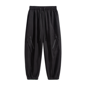 Pantalon de survêtement décontracté en molleton uni pour homme et femme, avec ourlet retroussé, cordon de serrage et taille élastique plate - Product Image 4