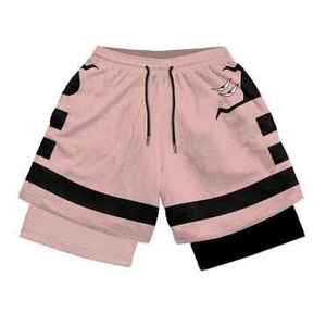 กางเกงขาสั้นออกกำลังกายแบบ2-in-1สำหรับผู้ชายกางเกงผ้าฝ้ายทอเป็นมิตรกับสิ่งแวดล้อมมีกระเป๋า PCS-R-07รุ่นแข็งฤดูร้อน - Product Image 4