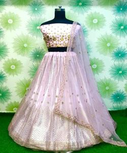 Precio al por mayor de moda de rayón algodón bordado secuencia de trabajo Lehenga Choli Dupatta indio pakistaní étnico prendas de vestir fiestas ropa - Product Image 4