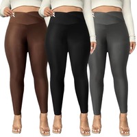 Leggings de sport pour femmes grande taille, leggings de yoga décontractés à taille haute, extensibles, avec un design lisse et mince