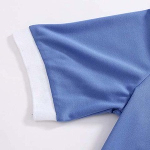 Men's Color Blocked Short Sleeve Polo <b>Shirt</b> Striped Knitted Casual Zipper <b>Collar</b> Blue White Black - Product Image 5