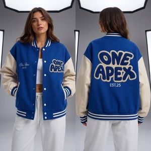 Custom Women's Premium <b>Blue</b> Wool Blend Snap Button Embroidered Streetwear Jacket OEM ODM Private Label Manufacturer - Product Image 4