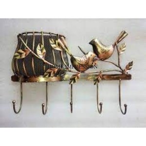 Aluminum Casted Eco Friendly High Grade Gold Plated Birds Sitting on Branches With Leaves Designer Hooks and Hangers From India - Product Image 1