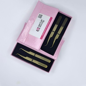 Pince à épiler de précision GETUP BROSONS IMPEX en acier inoxydable de haute qualité, 45 degrés, dorée, anti-magnétique, pour extensions de cils volume russe - Product Image 2