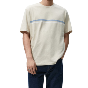 Venta al por mayor 100% algodón camiseta de los hombres de peso pesado Streetwear Unisex diseño personalizado Logo estampado en blanco Puff impresión 260 Gsm camiseta - Product Image 1