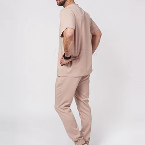 Uniformes de enfermería personalizados de dos piezas para mujer, Diseño de manga corta con cuello levantado, transpirables, cómodos uniformes de algodón para Hospital - Product Image 2