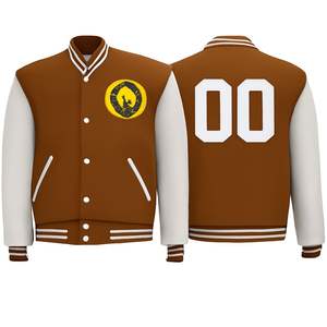 Chaqueta universitaria Unisex Formal de invierno de alta calidad con mangas de cuero de chenilla bordadas Logotipo personalizado Concha de lana/viscosa - Product Image 3