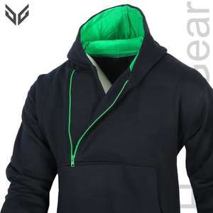 เสื้อฮู้ดแฟชั่นเข้ารูปสำหรับผู้ชายดีไซน์ใหม่ล่าสุดมีลายภายในเป็นเส้นสีทึบเทคนิคการย้อมสีต่างกัน - Product Image 1