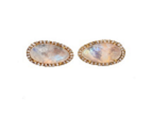 Nueva llegada de la piedra lunar del arco iris de piedras preciosas de Plata de Ley 925 redondo y forma Oval pendientes de plata - Product Image 1