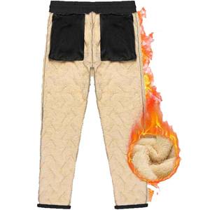 Venta al por mayor/personalizado grueso Sherpa polar pantalones de los hombres de Color sólido cálido hombres oscuros Pantalones rectos curvos a rayas - Product Image 2