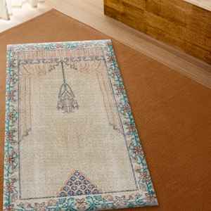 Tapis au design vintage, motif floral, tapis imprimé, tapis à poils doux - Product Image 2