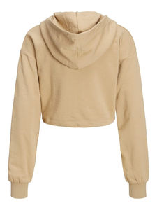 Sudaderas con capucha recortadas en blanco de poliéster y algodón de alta calidad para mujer, ropa de calle, sudaderas con Capucha de punto personalizadas a la moda para mujer - Product Image 2
