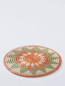 Napperon rond en jonc de mer tissé floral Orange vert produits écologiques fabriqués au Vietnam décoration de table en gros - Product Image 4
