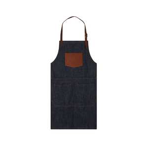 Tablier en denim utilisable dans la cuisine le mieux ajusté à la mode Tablier en denim sur mesure de vente chaude - Product Image 4