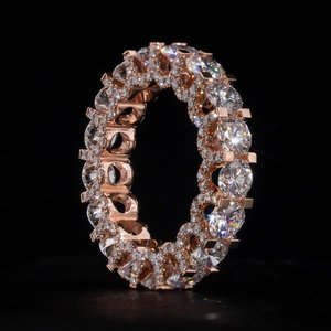 Sang trọng Rose Gold Eternity ban nhạc Vòng | đầy đủ Iced ra vòng cắt vvs moissanite | 925 bạc tùy chỉnh hip hop đồ trang sức - Product Image 1