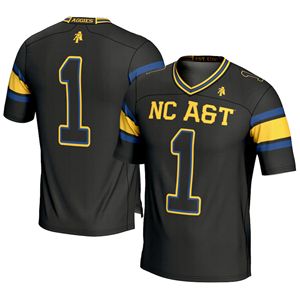 Support NC A & T in Style Maillot de football noir 100% coton avec logo sur le devant Écologique et respirant Style décontracté grande taille - Product Image 1