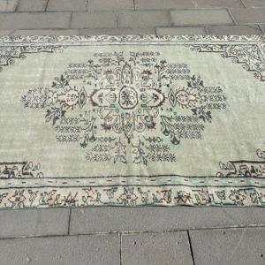 Grand tapis vintage, tapis turc de 5,2 x 7,9 pieds, tapis en laine persan vert - Product Image 4