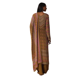 Ensemble Palazzo imprimé moutarde en mousseline de soie avec pierre travaillée Kurta vente en gros de vêtements ethniques pour femmes OEM vêtements fournisseur d'usine tenue - Product Image 5