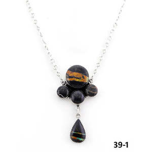Collier artisanal en cristal noir et argent sterling Southwest - Product Image 2