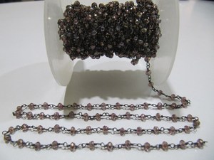 Garnet Hydro Quartz Mystic Coated Rondelle Faceted 3-4mm <b>Beaded</b> <b>Rosary</b> Chain - Product Image 3