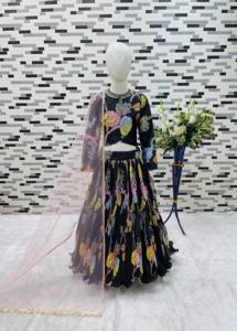 Nouveau 2025 enfants portent doux Chinon soie Multi fil et broderie et impression numérique travail Lehenga Choli avec Dupatta en ligne Inde - Product Image 2