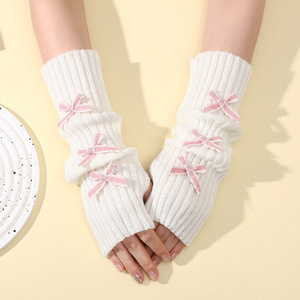 Femmes Printemps/Automne Coton/Spandex Anti-Pilling Gants de bras sans doigts résistants à l'écran tactile Mitaines chaudes demi-doigts de couleur unie - Product Image 3