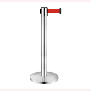 Industrial-Grade <strong>Queue</strong> <strong>Management</strong> Stanchion with Brushed Steel Finish and Heavy Base Designed for High-Traffic Areas - Product Image 4