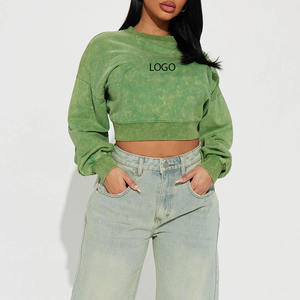 Women Washed <b>Sweatshirt</b> <b>Vintage</b> Washed Fabric Look Cotton Polyester Blend Crew Neck Long Sleeves Pullover <b>Oversized</b> Relaxed Fit - Product Image 1